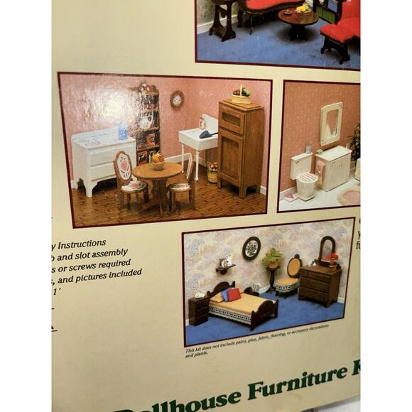 Vintage Greenleaf 30 Piece Dollhouse Furniture Kit 4 Rooms 9030 DIY 1987 - Picture 3 of 7